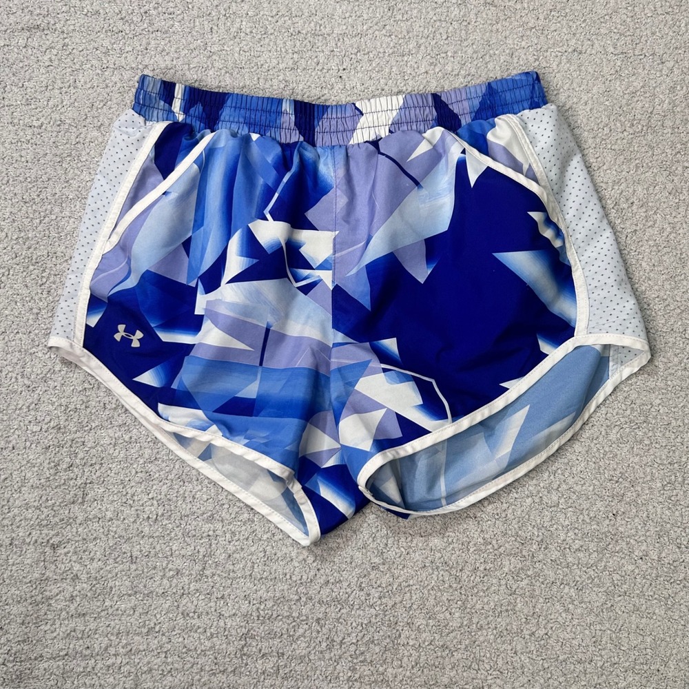 Under Armour Running Shorts Fly By Geometric Small Blue Sporty Athletic Gym Tech